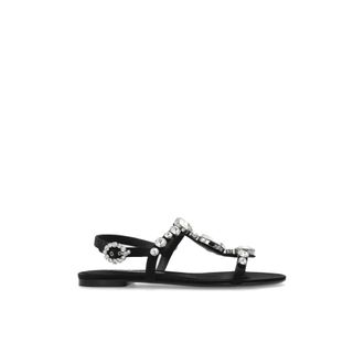 Dolce & Gabbana Flat Sandals, female, Black, Size: 6 US Sandals with decorative finish