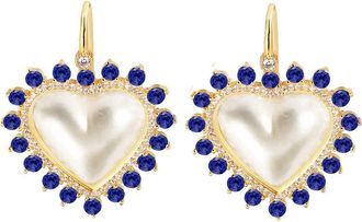 Gabi Rielle 14K Gold Plated Sterling Silver CZ Halo Mother-of-Pearl Heart Drop Earrings at Nordstrom Rack