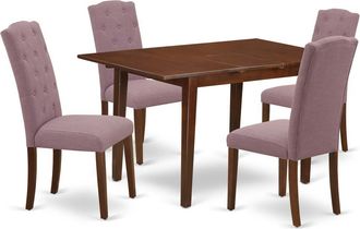 East West Furniture Dining Room Set Mahogany, NOCE5-MAH-10