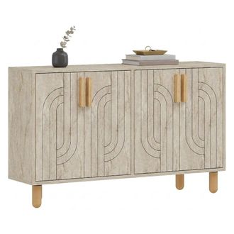 Dmora Credenza Venerina, Alacena 2 Estantes, 4 Puertas, 4 Compartimentos, 120x30x74h Cm Beige M&aacute;rmol