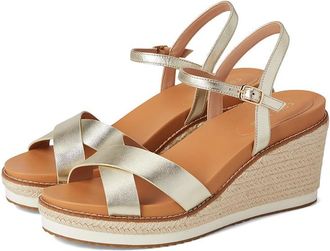 Cole Haan Cloudfeel Silvee Espadrille Wedges 75mm Womens Sandals Soft Gold Leather : 10.5 B - Medium, Leather/Rubber