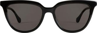 Mohala Eyewear Lanikai 53mm Low Nose Bridge Wide Width Polarized Cat Eye Sunglasses in Black Lava /Gray Lenses at Nordstrom
