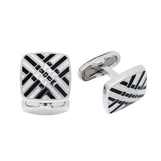 Link Up Black and White Soft Square Enamel Cufflinks at Nordstrom