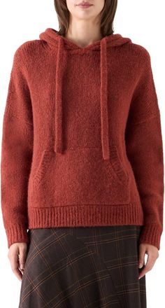 Akris Fluffy Alpaca Blend Sweater Hoodie in Copper at Nordstrom, Size 12