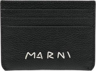 Marni logo-embroidered cardholder - women - Calf Leather - One Size - Black