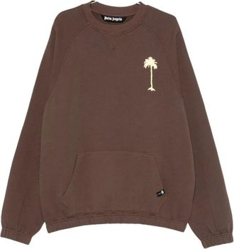 Palm Angels Crew Neck Sweatshirt - Heren - Sweatshirts - Bruin - L - Hoodies & sweatvesten