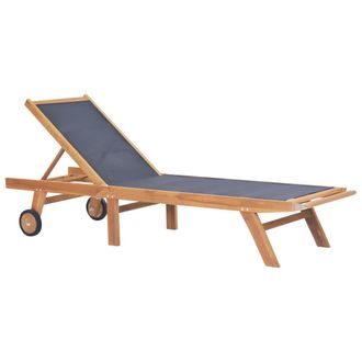 vidaXL Vidaxl - Lettino Pieghevole Con Ruote In Massello Di Teak E Textilene