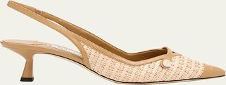 Jimmy Choo London Amita 45 Raffia Slingback Pumps
