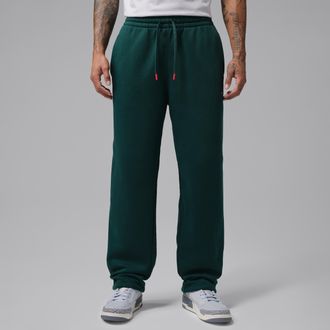 Nike Jordan Mens Jordan Brooklyn Statement Fleece Open-Hem Pants in Green | IM9203-378