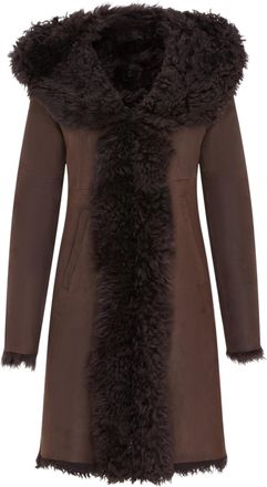 Infinity Leather Womens Brown Toscana Sheepskin Hooded Trench Coat - Coast - Size 10 UK