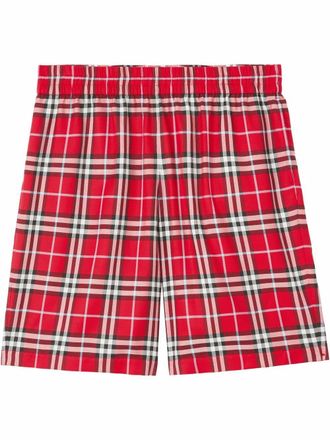 Burberry Shorts sportivi a quadri - Rosso