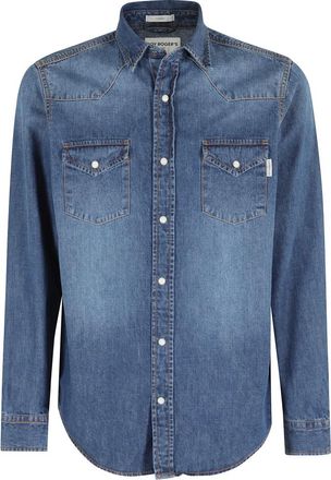 Roy Rogers Overhemden, Heren, Blauw, XL, Denim, Denim Martin Shirt Klassieke Kraag Zakken