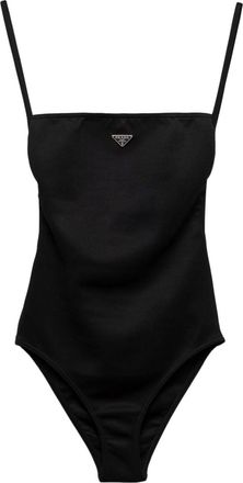 Prada triangle-logo open-back swimsuit - women - Nylon - S - Black