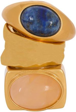 Balmain Set of brass and stone rings in Gold at Nordstrom, Size Small
