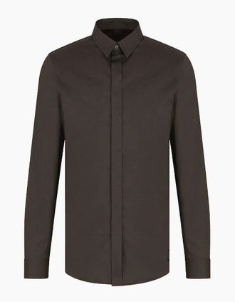 A|X Armani Exchange Mens Rubber Logo Button Up Khaki Shirt - Green - Size: Regular/36