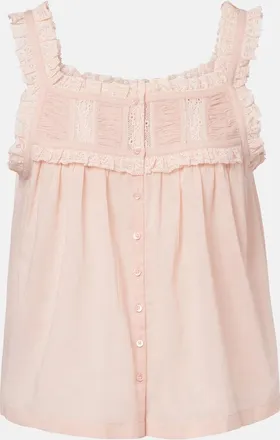 D&ocirc;en Fidella lace-trimmed cotton top