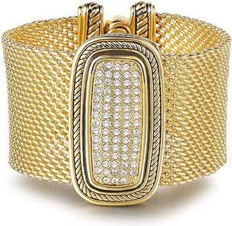 Liv Oliver 18k Gold Mesh Embellished Statement Bracelet