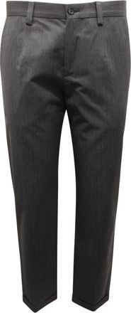 Dolce & Gabbana Wollen broek met omslagzoom - Heren - Straight fit broeken - Grijs - XS - Wol - Broeken