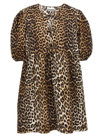 Ganni Leopard Poplin Kleid
