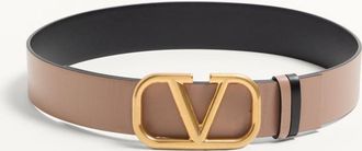 Valentino Garavani Cintura Reversibile VLogo Signature In Vitello Lucido 40 Mm Donna SMOKEY BROWN/NERO 065