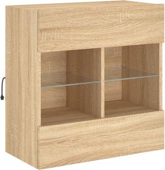 vidaXL Mueble TV de pared con luces LED roble Sonoma 58,5x30x60,5 cm vidaXL
