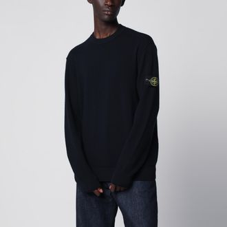 Stone Island Maglione girocollo blu navy in lana