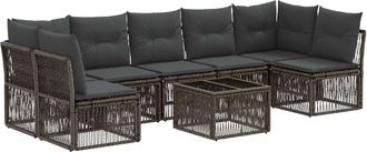 vidaXL Conjunto De Sof&aacute;s De Jard&iacute;n 8 Uds. Gris Rat&aacute;n Sint&eacute;tico Vidaxl