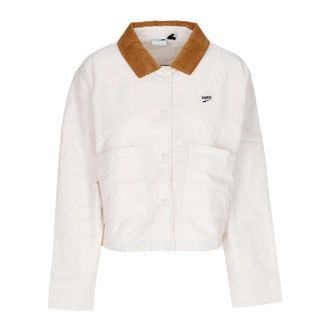 Puma Fluweel Kraag Coach Jas Pristine - Heren - Zomerjassen - Wit - S - Polyester - Jassen