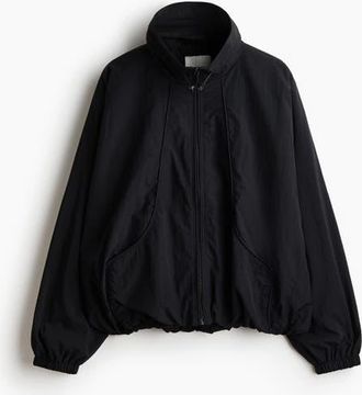 H&M Oversized Nylon Jacket in Black at Nordstrom, Size Medium