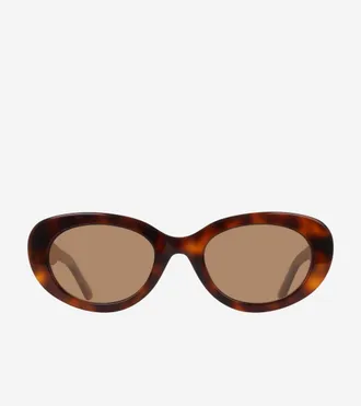 Cole Haan Womens Bold Oval Sunglasses - Brown
