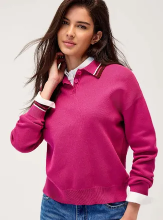 Twik Womens Wide stripe polo-collar sweater