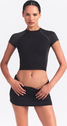 Nike Womens SKIMS Matte Shine Mix Short-Sleeve Crop Top in Black | TPTSH6034W-OIG