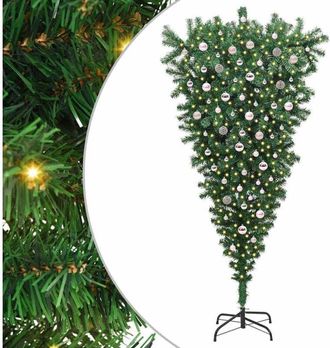 vidaXL Árbol de Navidad artificial preiluminado al revés con juego de bolas vidaXL