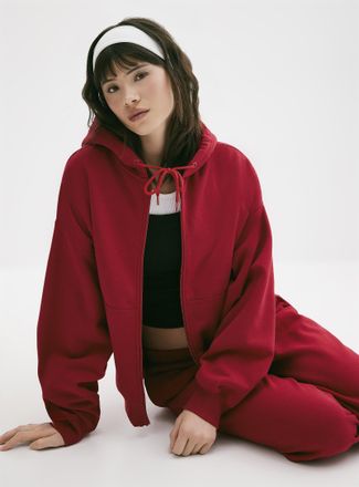 Twik Womens Loose zip fleece hoodie