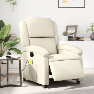 vidaXL Vidaxl - Sill&oacute;n De Masaje Reclinable El&eacute;ctrico Cuero Sint&eacute;tico Crema