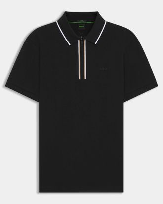 HUGO BOSS Mens Philix Slim Fit Polo Shirt in Black Cotton - Size X-Large