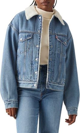 Levi's 90s Faux Shearling Lined Denim Trucker Jacket in Inner Adventurer at Nordstrom, Size Small