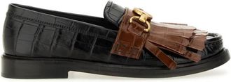Moschino Mocassins met franjes en munt - Dames - Loafers - Zwart - 37 EU - Leer - Schoenen