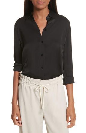 Vince Slim Silk Blouse in Black at Nordstrom, Size X-Small