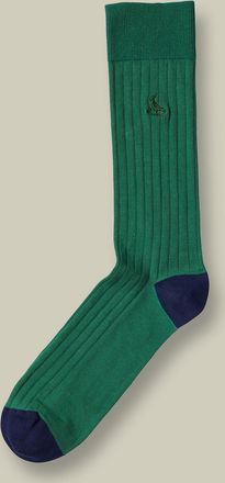 CHARLES TYRWHITT Cotton Rib Socks - Dark Green Size 10.5-13 by Charles Tyrwhitt
