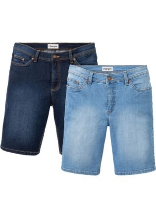 Bonprix Jeansbermudas BONPRIX, Herren, Gr. 48, N-Gr, mittelblau denim, dunkelblau denim, Web, Obermaterial: 98% Baumwolle, 2% Elasthan, regular fit, Jeans Jea