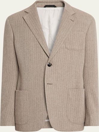 Giorgio Armani Mens Herringbone Cashmere and Wool Sport Coat