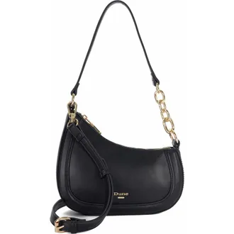 Dune London Direction Leather Shoulder Bag in Black at Nordstrom