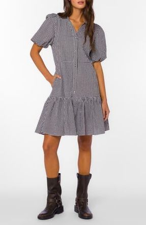 Velvet Heart Short Sleeve Button Front Shirtdress in Black White Gingham at Nordstrom Rack, Size X-Small