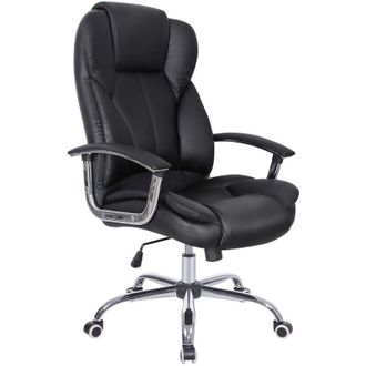 Songmics Sedia da Ufficio con Sedile Largo, Cuscino Portatesta e Seduta Spessa, Altezza Regolabile, Design Ergonomico, Nero