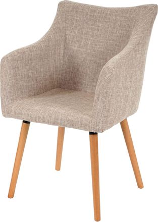 Hhg [nunca Usado] Silla De Comedor Malm&ouml; T382, Silla Silla De Cocina, Dise&ntilde;o Retro A&ntilde;os 50, Textil, Crema/gris