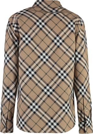 Burberry Womens Shirt Checked Cotton Linden Wool