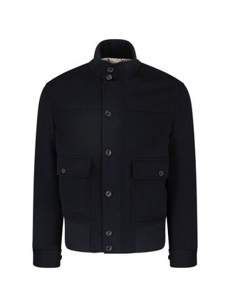 Lardini Cropped High Ribbed Collar Buttoned Cuffs Jacket