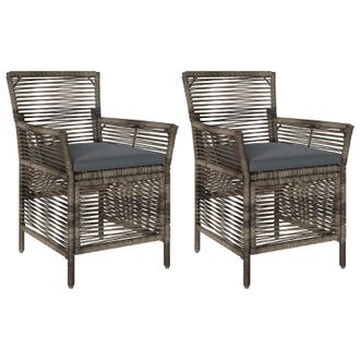 vidaXL Silla De Exterior 2 Pcs Gris Y Gris Oscuro Rat&aacute;n Sint&eacute;tico Vidaxl