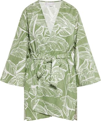 Usha Kimono Dames Groen gebroken wit